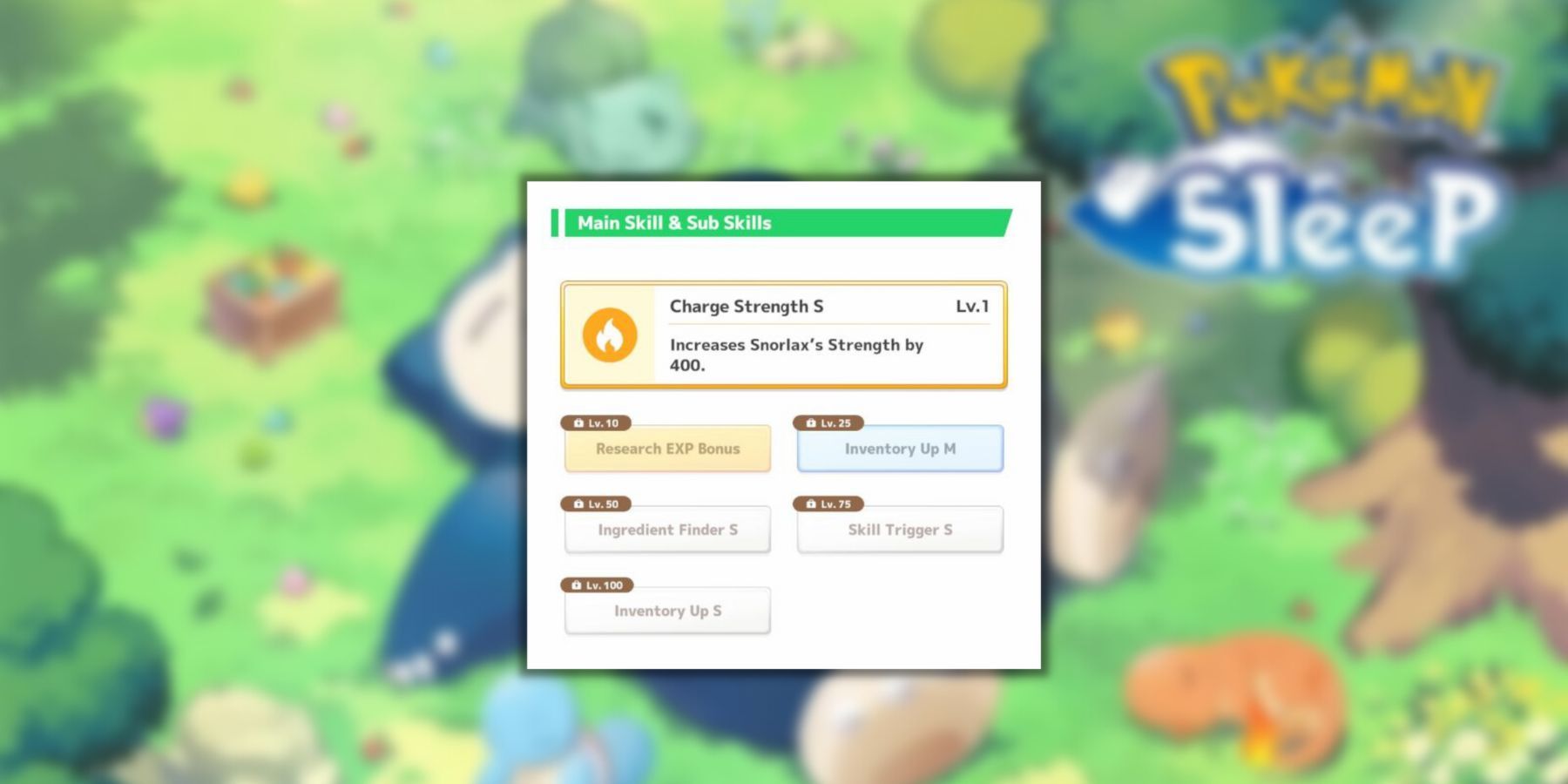 Pokemon Sleep: All Skills and Sub Skills