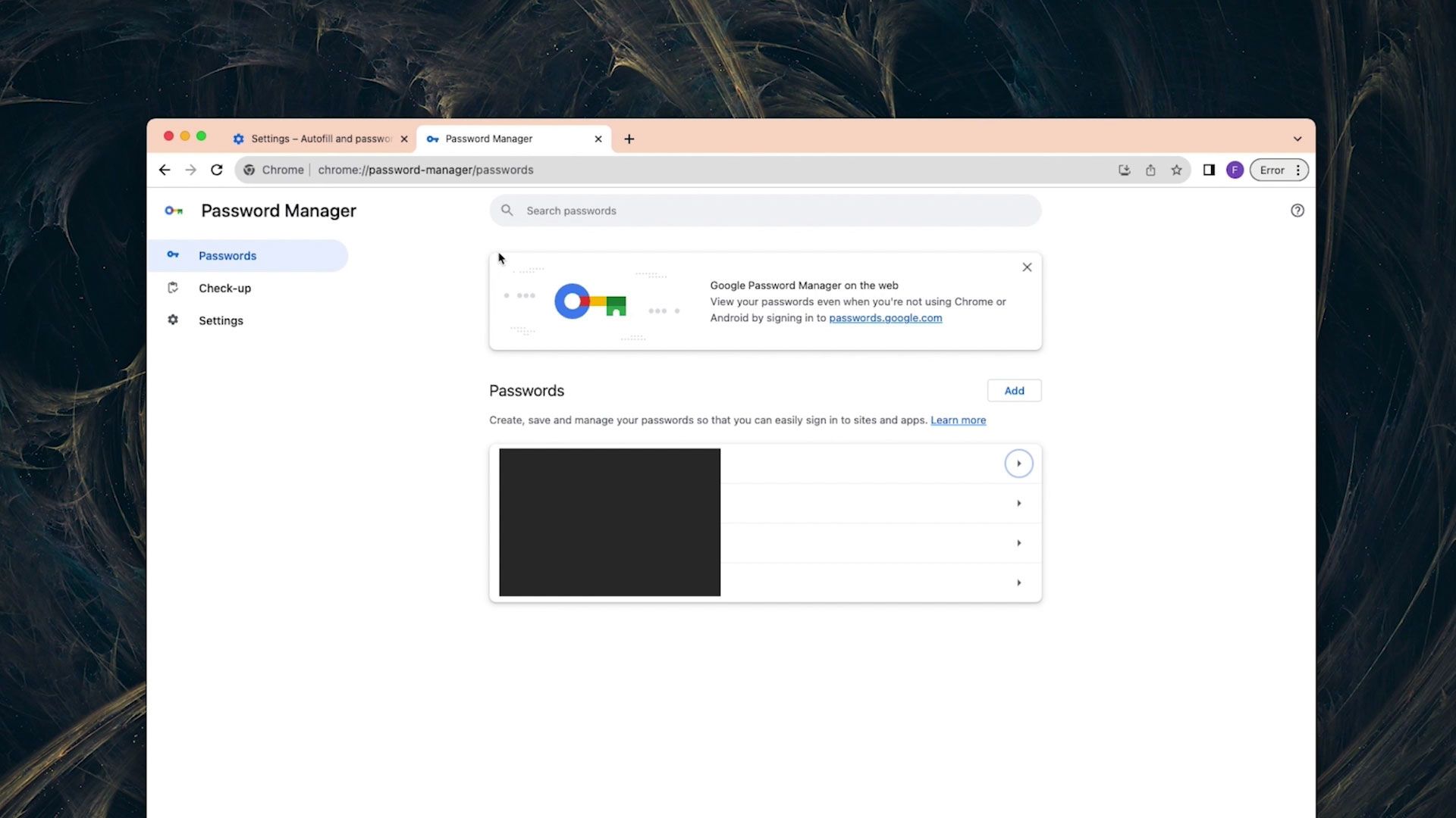 bag admission to your passwords in Google Chrome